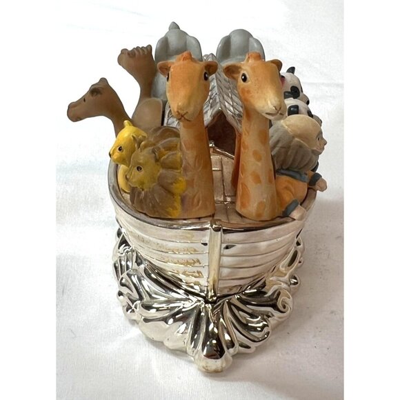 Lenox Noahs Ark Box Silver Plated Figurine With Animals Collectible Decor - Picture 4 of 6